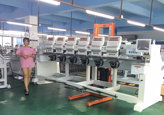 MBC1201 M&aacute;quina de bordado industrial computarizada de 12 agujas con cabeza de duda de alta calidad para ropa de sombrero plano