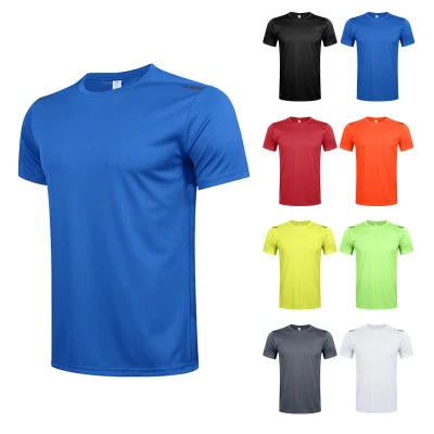 Camiseta de entrenamiento de gimnasio para hombre, camiseta de entrenamiento para correr transpirable con ajuste muscular, ropa deportiva antisudor, Top deportivo para Fitness